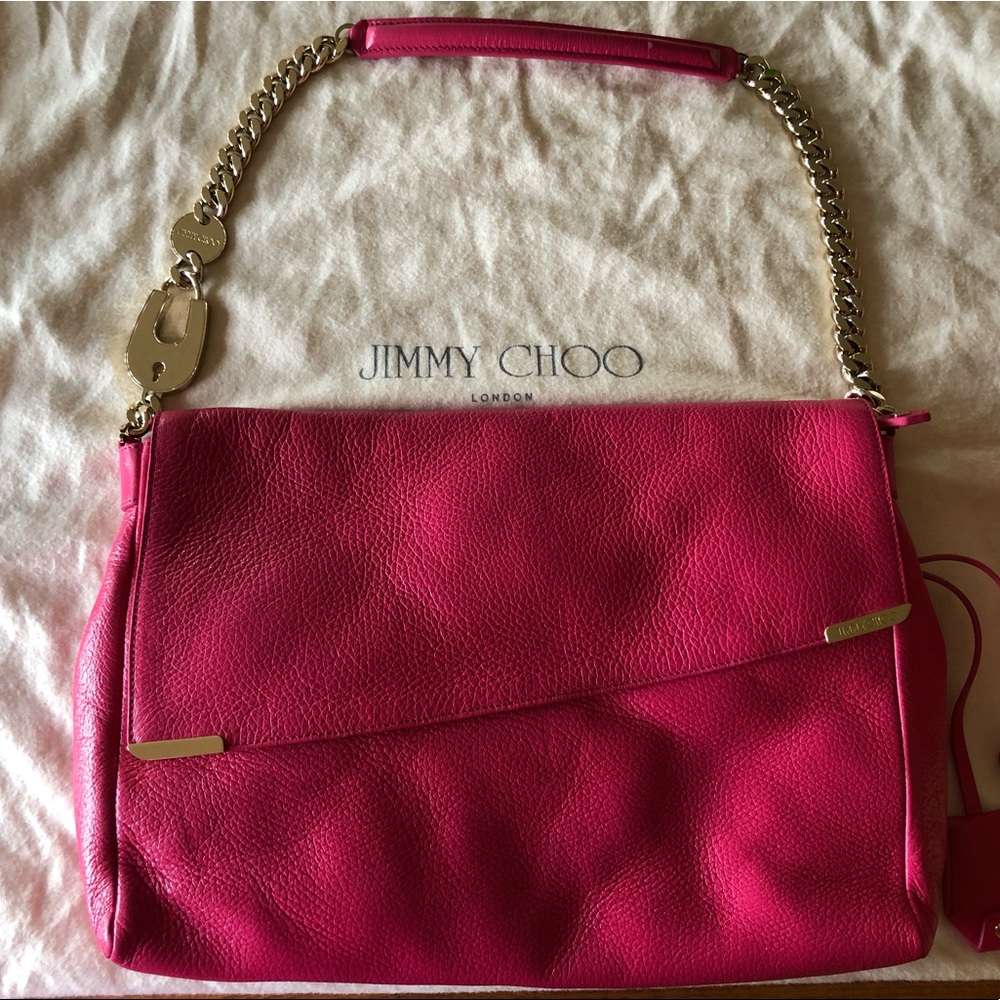 Authentic pink leather JimmyChoo shoulder bag